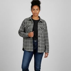 Tilley Grey Check Wool Blend Women's Utility Jacket Shacket, Size Small, NWT